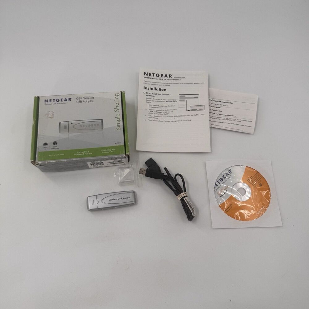 Netgear WG111 v3 Wireless G USB Adapter 54Mbps Silver Fast Shipping